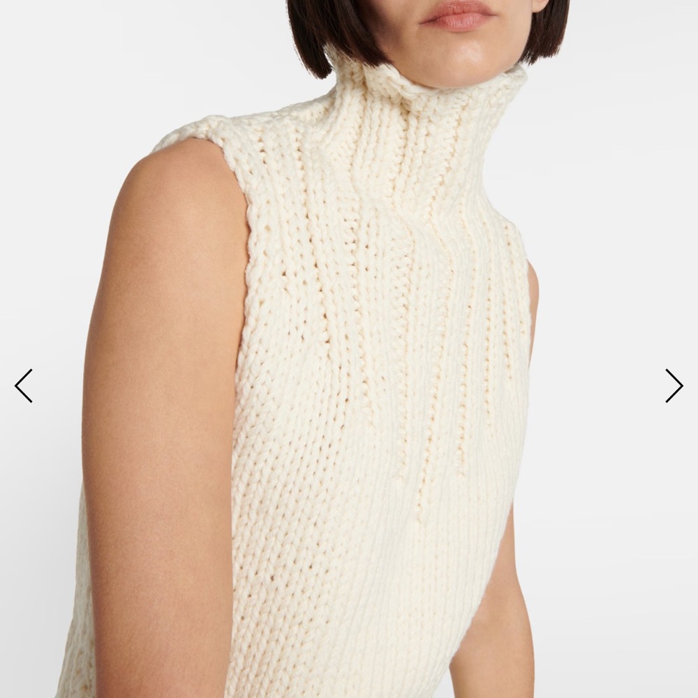 Toteme butter Cream hand Knit Sleeveless Turtleneck Sweater